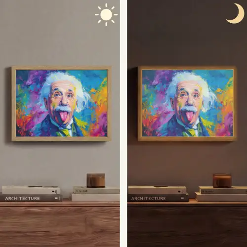 Oude man - Expressief - Kleurrijk Light Box met batterij (Wandlamp) middel -sfeer3