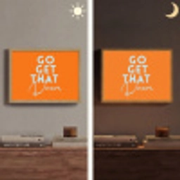 Oranje - Blauw - Go get that dream Light Box met batterij (Wandlamp) middel -sfeer3