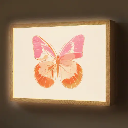Oranje - Vlinder - Minimalistisch Light Box met batterij (Wandlamp) middel -z3d_website