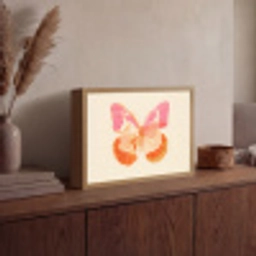 Oranje - Vlinder - Minimalistisch Light Box met batterij (Wandlamp) middel -sfeer2
