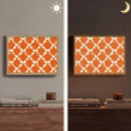 Oranje - Ruitpatroon - Wit Light Box met batterij (Wandlamp) middel 907 -sfeer3