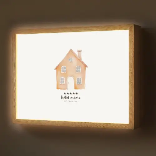 Oranje - Huisje - Quote - Hotel Light Box met batterij (Wandlamp) middel -z3d_website