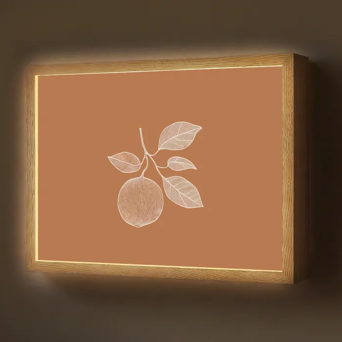 Sinaasappel - Getekend - Bladeren - Bruin Light Box met batterij (Wandlamp) middel -z3d_website