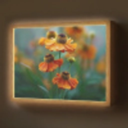 Oranje bloemen - Levendig - Wazige achtergrond Light Box met batterij (Wandlamp) middel -z3d_website