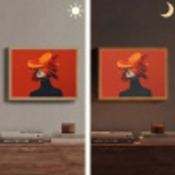 Oranje - Hoed - Vrouw Light Box met batterij (Wandlamp) middel -sfeer3