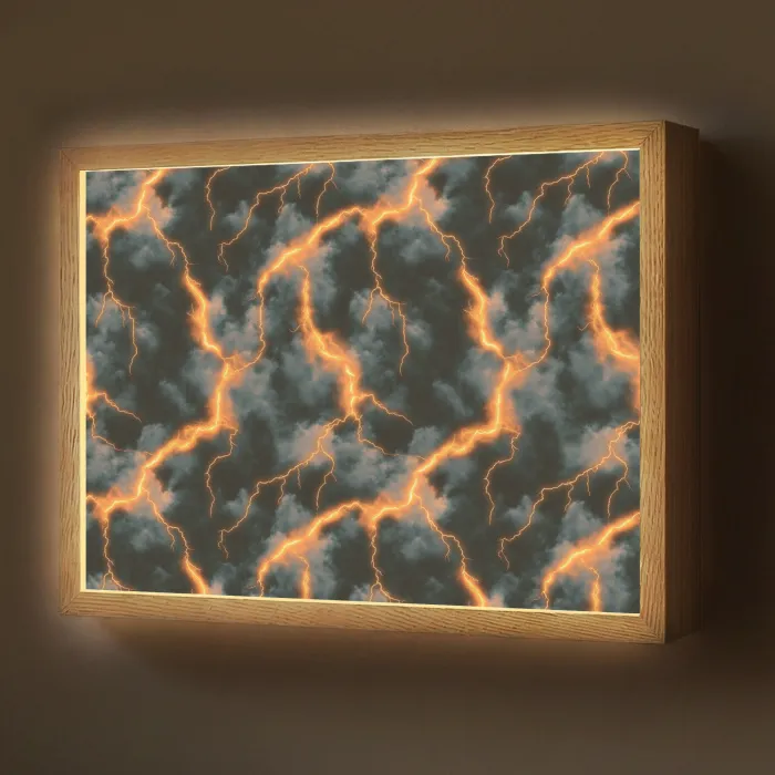 Oranje - Bliksem - Wolken Light Box met batterij (Wandlamp) middel 907 -z3d_website