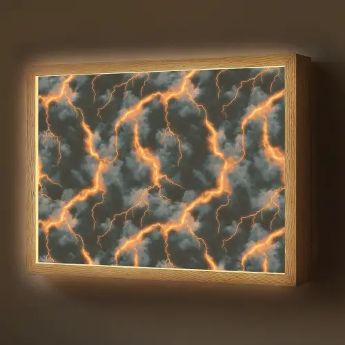 Oranje - Bliksem - Wolken Light Box met batterij (Wandlamp) middel 907 -z3d_website