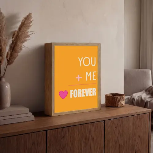 Oranje - Love - Valentijn Light Box met batterij (Wandlamp) middel -sfeer2