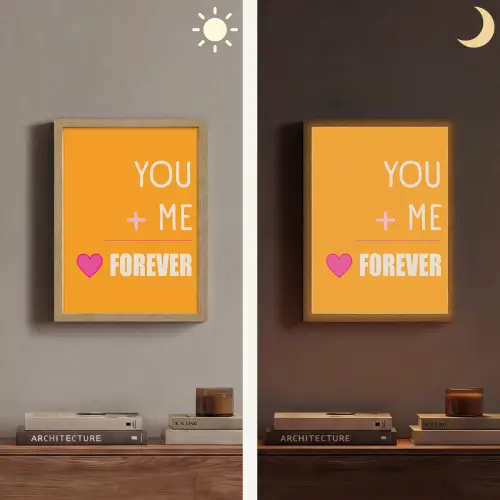 Oranje - Love - Valentijn Light Box met batterij (Wandlamp) middel -sfeer3