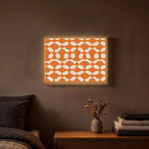 Oranje - Organische vormen - Wit Light Box met batterij (Wandlamp) middel 907 -sfeer4