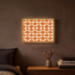 Oranje - Organische vormen - Wit Light Box met batterij (Wandlamp) middel 907 -sfeer4