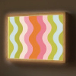 Banen - Golven - Kleurrijk - Verticaal Light Box met batterij (Wandlamp) middel -z3d_website