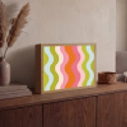 Banen - Golven - Kleurrijk - Verticaal Light Box met batterij (Wandlamp) middel -sfeer2