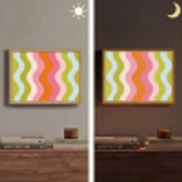 Banen - Golven - Kleurrijk - Verticaal Light Box met batterij (Wandlamp) middel -sfeer3