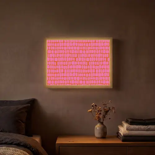 Organisch - Raster - Roze Light Box met batterij (Wandlamp) middel 907 -sfeer4