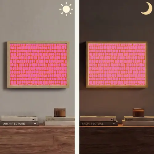 Organisch - Raster - Roze Light Box met batterij (Wandlamp) middel 907 -sfeer3
