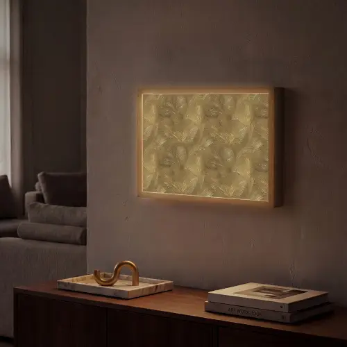 Organisch - Lijnen - Goud Light Box met batterij (Wandlamp) middel 907 -sfeer1
