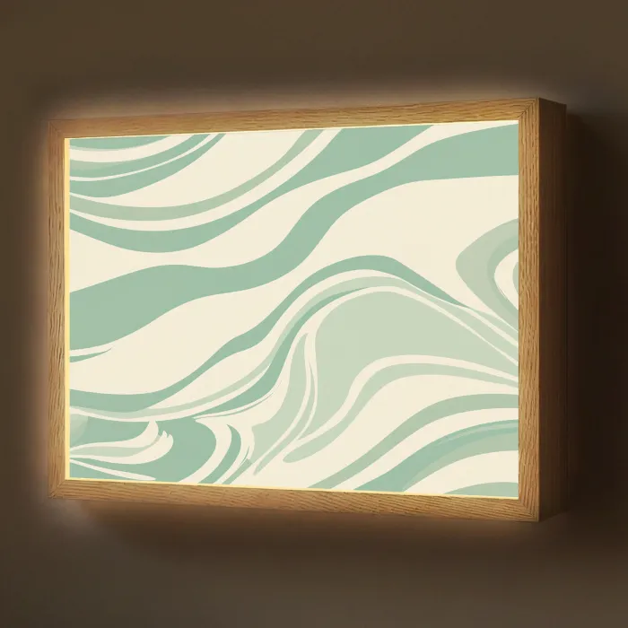 Organische lijnen - Mintgroen - Marmer Light Box met batterij (Wandlamp) middel -z3d_website