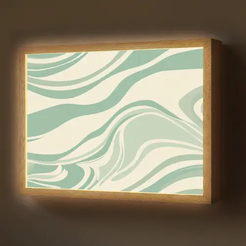 Organische lijnen - Mintgroen - Marmer Light Box met batterij (Wandlamp) middel -z3d_website