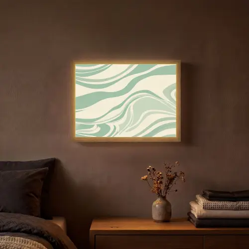 Organische lijnen - Mintgroen - Marmer Light Box met batterij (Wandlamp) middel -sfeer4