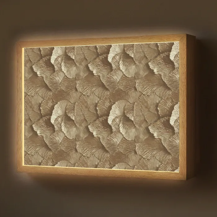 Organisch - Patroon - Bladeren - Goud Light Box met batterij (Wandlamp) middel 907 -z3d_website