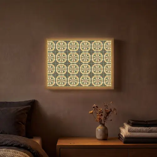 Ornament - Patroon - Groen Light Box met batterij (Wandlamp) middel 907 -sfeer4