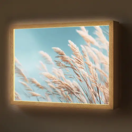 Siergras - Wind - Lichtbruin Light Box met batterij (Wandlamp) middel -z3d_website