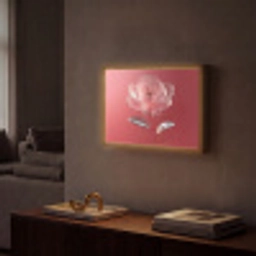 Sierlijk - Bloem - Roze - Glazen Light Box met batterij (Wandlamp) middel -sfeer1