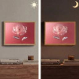 Sierlijk - Bloem - Roze - Glazen Light Box met batterij (Wandlamp) middel -sfeer3