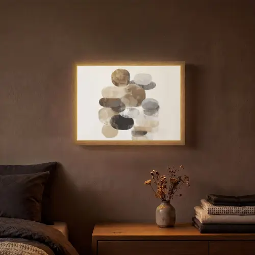 Ovaal - Kleurvlakken - Penseelstreken Light Box met batterij (Wandlamp) middel -sfeer4
