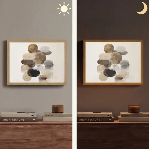 Ovaal - Kleurvlakken - Penseelstreken Light Box met batterij (Wandlamp) middel -sfeer3