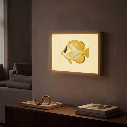 Ovaal - Vis - Geel - Schubben Light Box met batterij (Wandlamp) middel -sfeer1