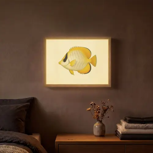 Ovaal - Vis - Geel - Schubben Light Box met batterij (Wandlamp) middel -sfeer4