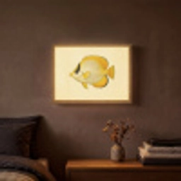 Ovaal - Vis - Geel - Schubben Light Box met batterij (Wandlamp) middel -sfeer4