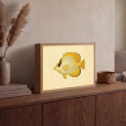 Ovaal - Vis - Geel - Schubben Light Box met batterij (Wandlamp) middel -sfeer2