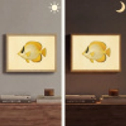 Ovaal - Vis - Geel - Schubben Light Box met batterij (Wandlamp) middel -sfeer3