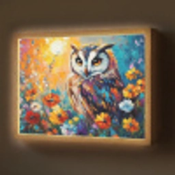 Uil - Bloemen - Kunst - Zonsondergang Light Box met batterij (Wandlamp) middel -z3d_website