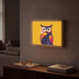 Uil - Grafisch - Kleurrijk - Ogen Light Box met batterij (Wandlamp) middel -sfeer1