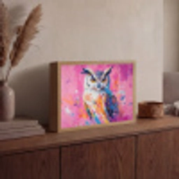 Uil - Roze - Blauw - Verf - Abstract Light Box met batterij (Wandlamp) middel -sfeer2