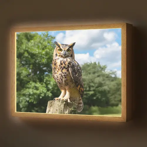 Uil - Boomstronk - Bos - Lucht Light Box met batterij (Wandlamp) middel -z3d_website