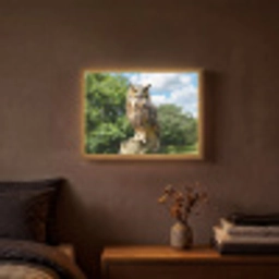 Uil - Boomstronk - Bos - Lucht Light Box met batterij (Wandlamp) middel -sfeer4