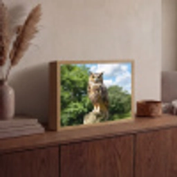 Uil - Boomstronk - Bos - Lucht Light Box met batterij (Wandlamp) middel -sfeer2