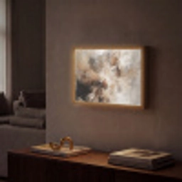 Verf - Abstract - Beige - Kunst Light Box met batterij (Wandlamp) middel -sfeer1