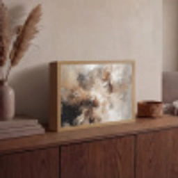 Verf - Abstract - Beige - Kunst Light Box met batterij (Wandlamp) middel -sfeer2
