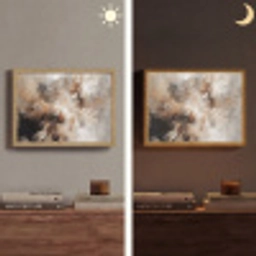 Verf - Abstract - Beige - Kunst Light Box met batterij (Wandlamp) middel -sfeer3