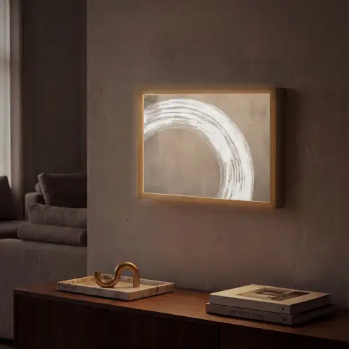 Verf - Bruin - Japandi Light Box met batterij (Wandlamp) middel -sfeer1