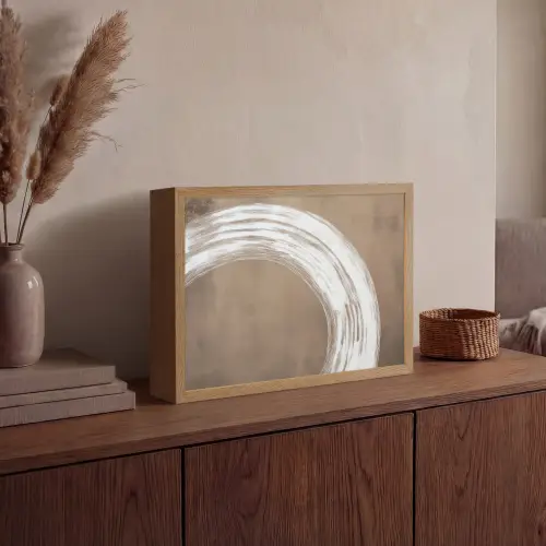 Verf - Bruin - Japandi Light Box met batterij (Wandlamp) middel -sfeer2