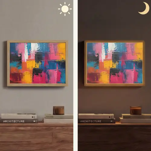 Verflook - Kunst - Modern - Abstract Light Box met batterij (Wandlamp) middel -sfeer3