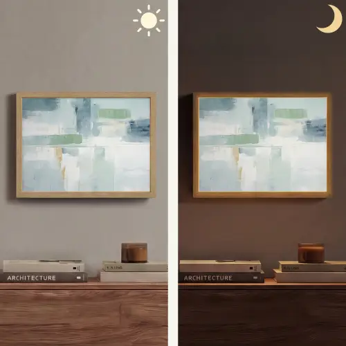 Verf - Moderne kunst - Abstract - Grijs Light Box met batterij (Wandlamp) middel -sfeer3