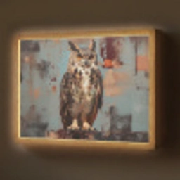 Geschilderd - Abstract - Uil - Bruin Light Box met batterij (Wandlamp) middel -z3d_website